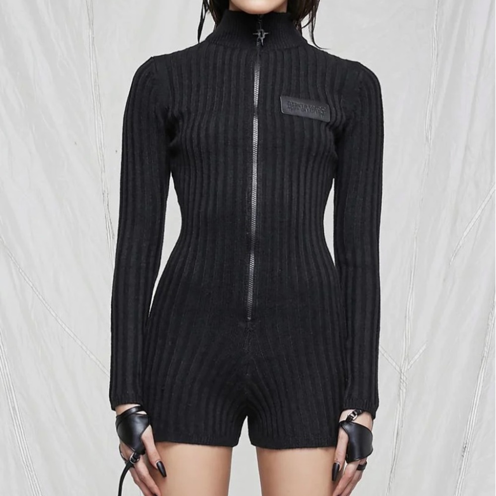 Synth Zip Up Sweater Romper